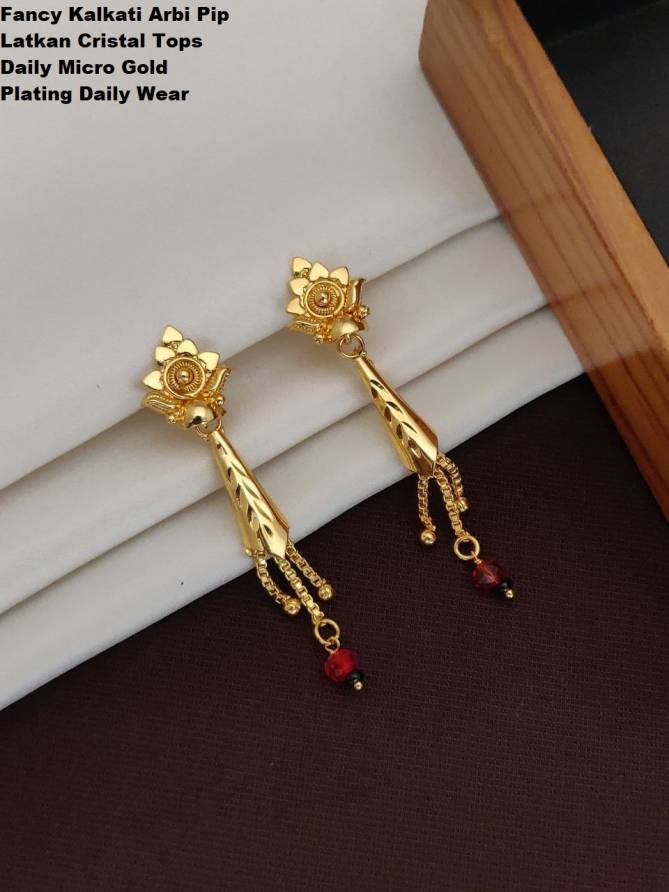 Micro Gold Tops Daily Wear Earring Catalog
